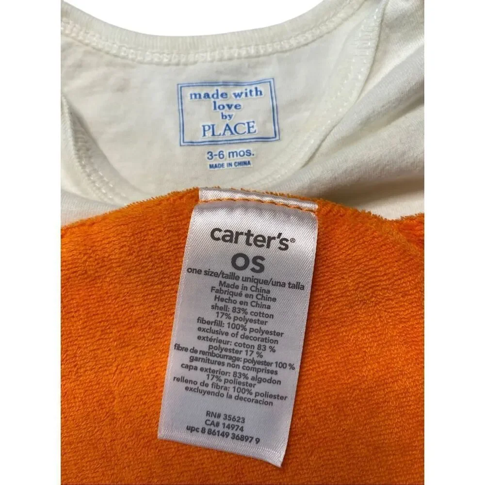 Carter's Baby Infant My First Thanksgiving Bodysuit Pumpkin Bib Set Halloween